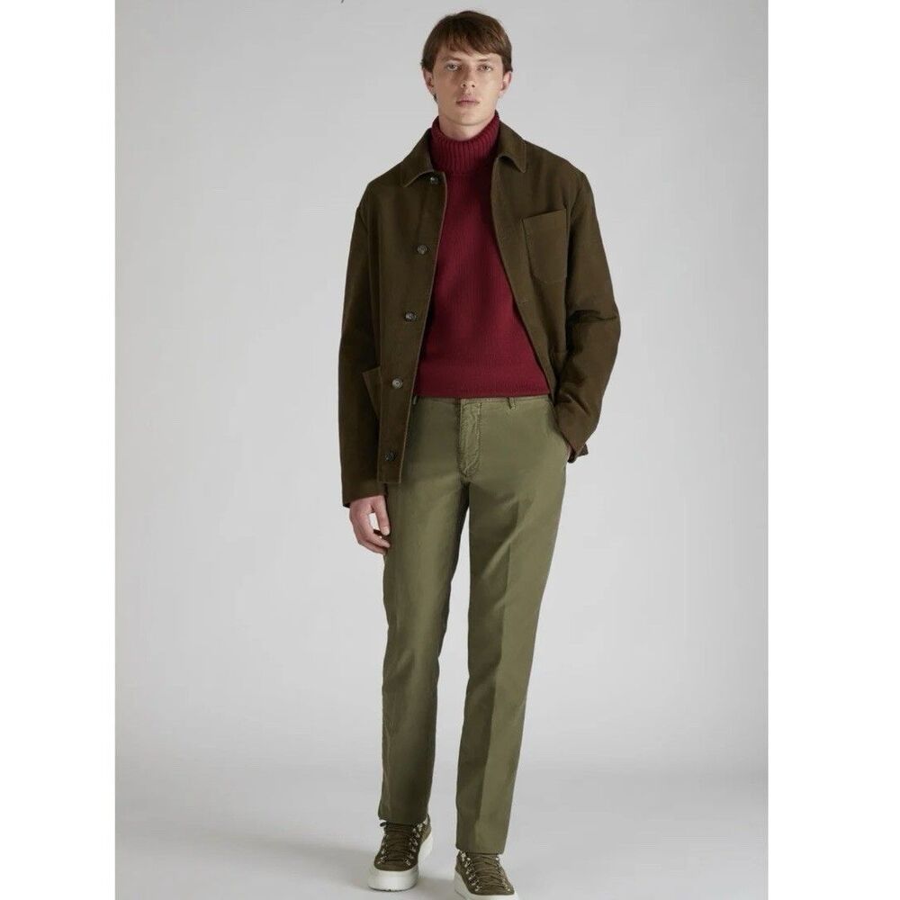 Incotex Pants Men’s 36X32 Army Green Slim Fit Tricochino Utility Trousers $410 - Picture 2 of 16